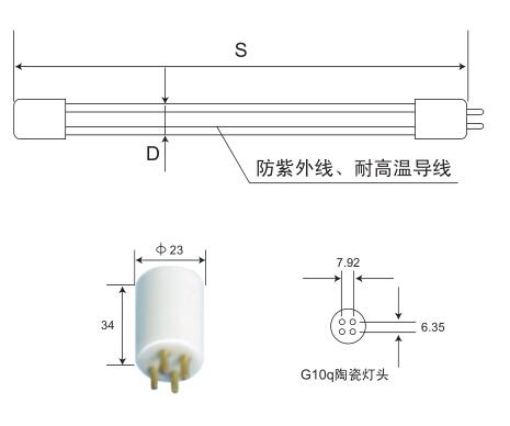 单端四针超大功率石英紫外线杀菌灯